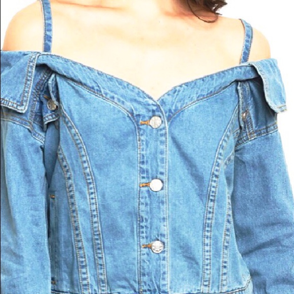 SWEATHEART OFF THE SHOULDER TOO DENIM JACKET - Picture 3 of 5